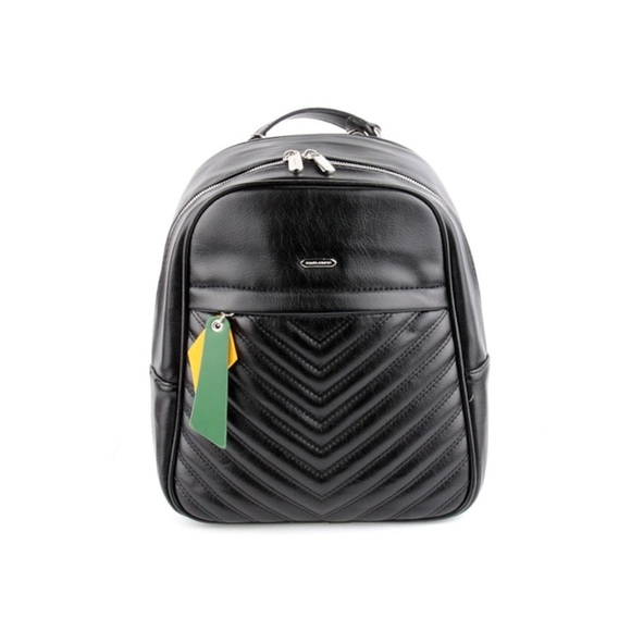 💛💚DAVID JONES  PARIS 
Black Leather 🎒 BACKPACK.💛💚 - Picture 3 of 15
